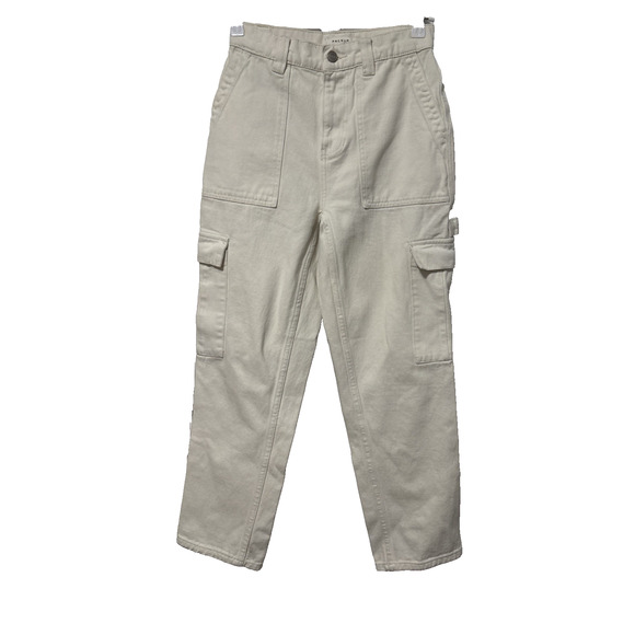 PacSun Denim - Pacsun Cargo Jeans Womens 25 High Rise Wide Leg Bone White Utility Denim Pants